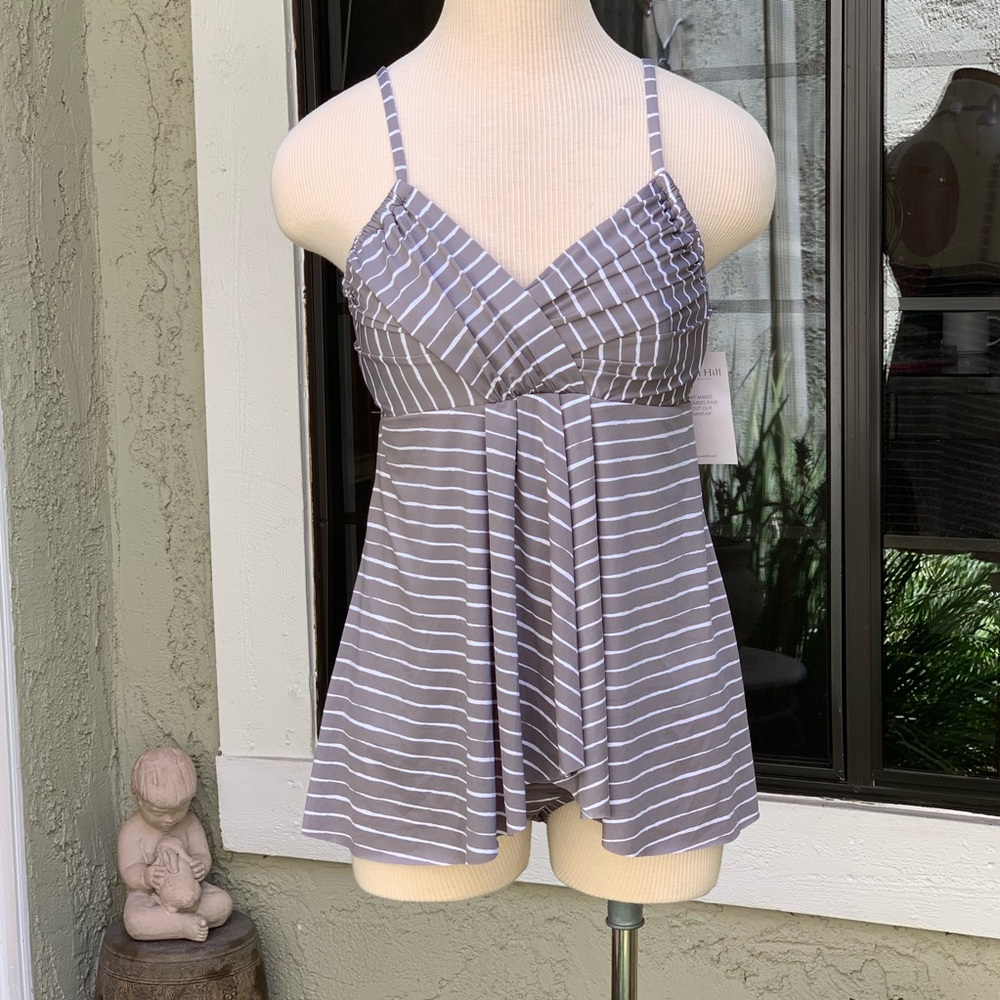 GARNET HILL Retro-Rauched Overlay 1-piece swimsuit - Picture 2 of 8